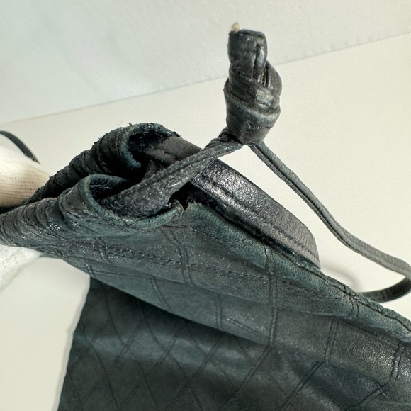 100% Authentic CHANEL Quilted Drawstring Bag Pouch Coco Mark Black - Picture 7 of 11